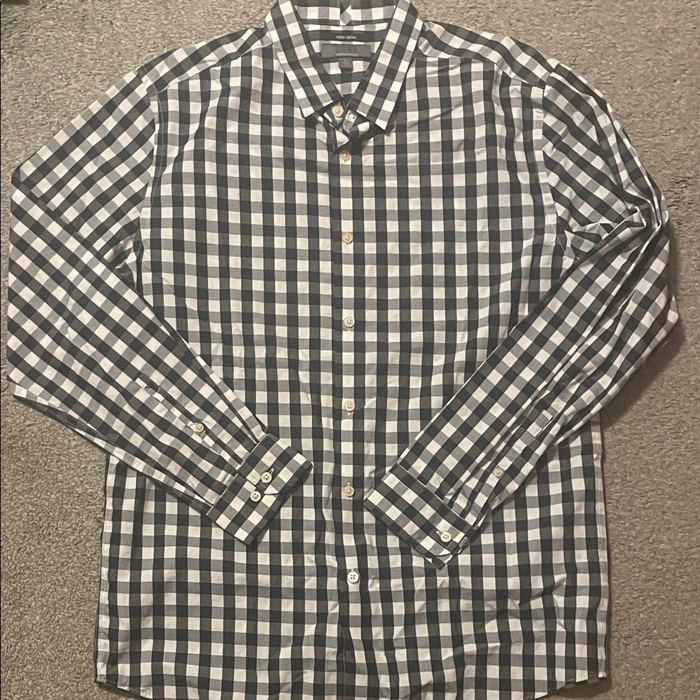 Saddlebred Black and White Gingham Button-Down Shirt 100% cotton - Picture 1 of 6